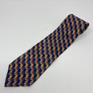 J Garcia 57"x3.5" Tie Mens Red Blue Yellow Geometric 100% Silk Necktie
